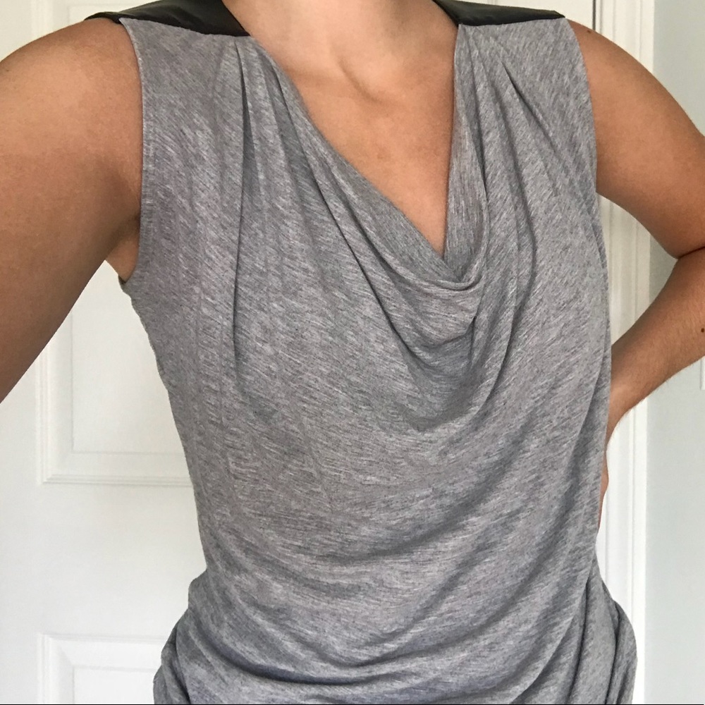 Banana Republic leather panel sleeveless top